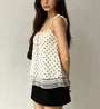 Scoop Neck Tie-Front Polka Dot A-Line Camisole Top