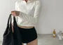 Set: Long-Sleeve Plain Swim Top + Bottom + Bikini Top