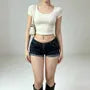 Low Rise Washed Denim Shorts