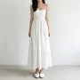 Spaghetti Strap Pleated A-Line Midi Dress