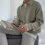 Half Zip Plain Polo Sweater