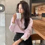 Long-Sleeve Striped Contrast Trim Button-Up Shirt