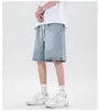 Drawstring Waist Washed Wide Leg Jorts