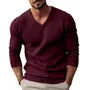 Long-Sleeve V-Neck Plain Knit Top