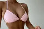Set: Halter-Neck Bikini + Wrap Swim Skirt + Short-Sleeve Cover Up