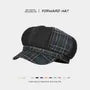 Plaid Denim Panel Newsboy Cap