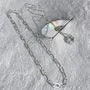 Set of 2: Stacked Ring Pendant Ball Chain Necklace + Paperclip Chain  Necklace