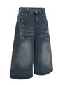 Mid Rise Washed Wide Leg Jorts