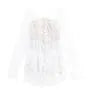 Long-Sleeve Halter Lace Mini A-Line Corset Dress