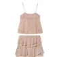 Square Neck Layer Chiffon Camisole Top / Layer Ruffled Chiffon Mini Skirt