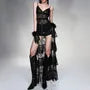 Spaghetti Strap V-Neck Lace High Low Dress