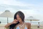 Set: Halter Striped Bikini Top + Ruffle Bottom