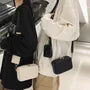 Set: Plain Faux Leather Box Crossbody Bag + Pouch