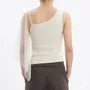 Sheer Scarf Detail Ruched Knit Crop Tank Top
