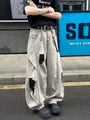 High Waist Washed Distressed Wide Leg Jeans