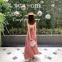 Spaghetti Strap Plain Bow Back Midi A-Line Dress