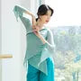 Flared-Sleeve V-Neck Plain Asymmetrical Dance Top