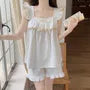 Pajama Set: Ruffle Padded Camisole Top + Shorts