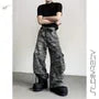 Mid Rise Camo Print Wide Leg Cargo Jeans