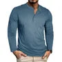 Long Sleeve Henley Plain T-Shirt
