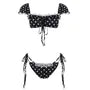 Set: Cap Sleeve Lace-Trim Dotted Bikini Top + Bottom