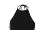 Halter Neck Plain Open-Back Slim-Fit Crop Tank Top