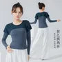 Long-Sleeve Round Neck Two Tone Dance Top