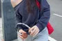 One Shoulder Plain Sweatshirt / Drawstring Waist Plain Wide Leg Sweatpants