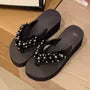 Platform Beaded Thong Slide Sandals
