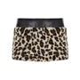 Low Rise Leopard Patterned Panel Fluffy Mini Pencil Skirt