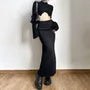 High Waist Plain Slit Maxi Pencil Skirt