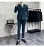 Set: Peak Lapel Plain Double-Breasted Blazer + Mid Rise Tapered Dress Pants
