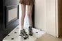 Long-Sleeve V-Neck Plain Crop Tee / Mid Rise Plain Pleated Mini A-Line Skirt