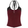 Halter Neck Lace Panel Corset Camisole Top