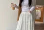 High Waist Plain Maxi A-Line Skirt