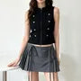 Low Waist Plain Pleated Drawstring Mini A-Line Skirt
