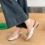 Square Toe Bow Satin Slingback Wedge Pumps
