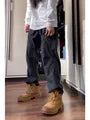Mid Rise Plain Straight Leg Cargo Pants
