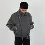 Stand Collar Zip-Up Plain Jacket