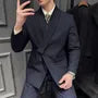 Asymmetric Lapel Blazer / Vest / Full Length Slim Fit Suit Pants / Set