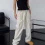 Mid Rise Plain Wide Leg Cargo Pants