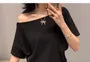 Short-Sleeve Off Shoulder Plain Top