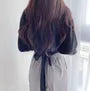 Long-Sleeve Plain Button-Up Wrap Crop Shirt
