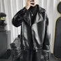 Plain Faux Leather Zip Biker Jacket