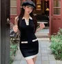 Sleeveless Collar Contrast Trim Mini Bodycon Dress