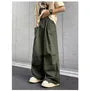Drawstring Waist Plain Wide Leg Cargo Pants