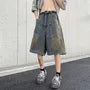 Mid Rise Washed Denim Shorts