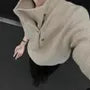 Mock Neck Half Buttoned Plain Sweater