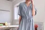 Short-Sleeve V-Neck Plain Jumpsuit
