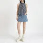 Halter Neck Plaid Bubble Hem Top